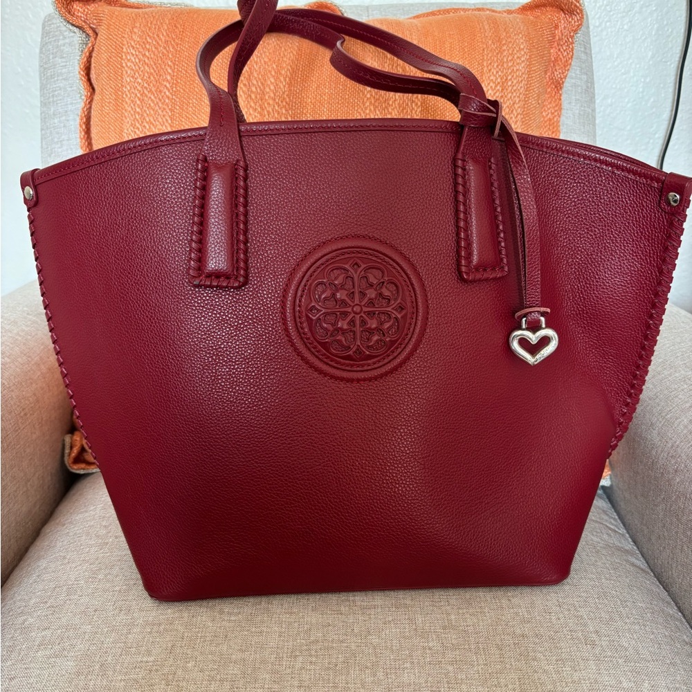 Brighton red leather tote bag